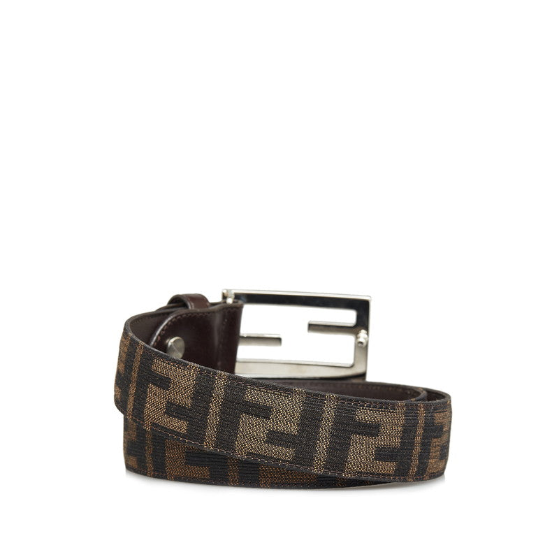 Fendi Zucca FF Buckle Canvas Leather Belt in Very Good Condition