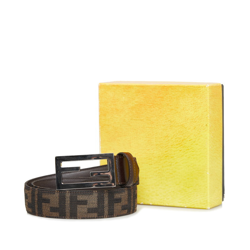 Fendi Zucca FF Buckle Canvas Leather Belt in Very Good Condition