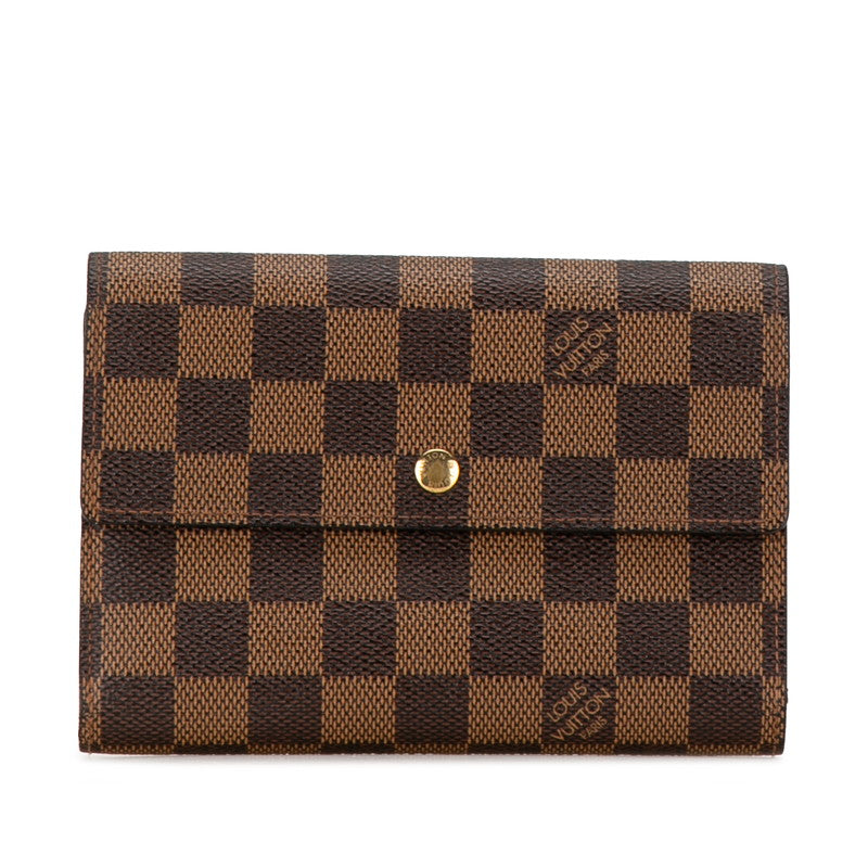 Louis Vuitton Damier Ebene Trifold Wallet N61202 Brown PVC Leather in Very Good Condition