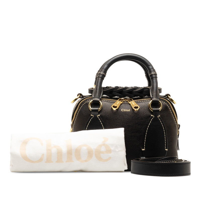 Chloe Daria Medium Leather 2WAY Handbag Black