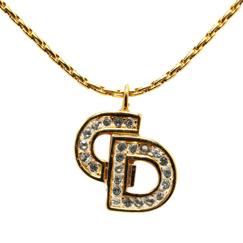 Dior Rhinestone Necklace Gold Plated