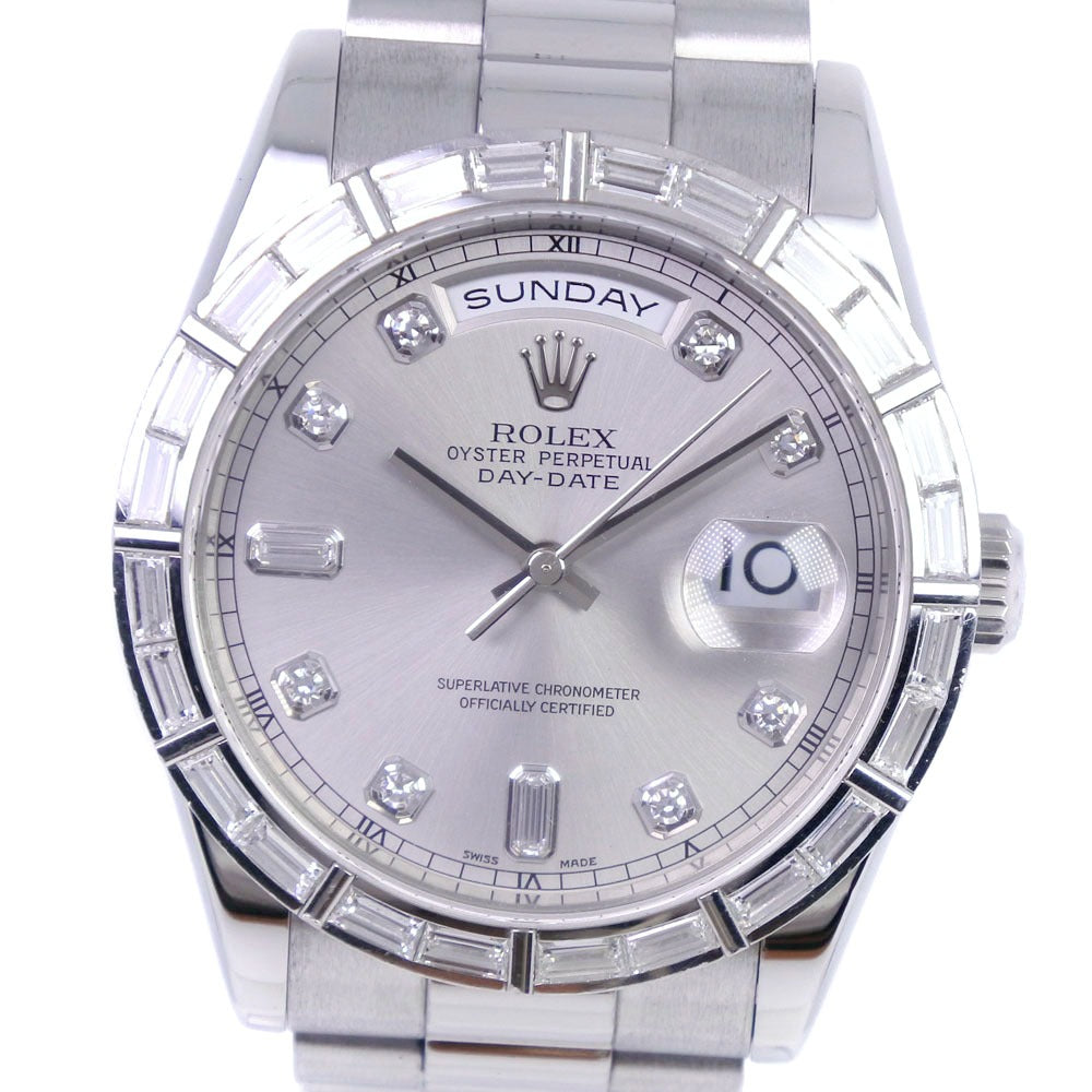 Rolex Day-Date Watch 118366A Platinum Diamond Automatic