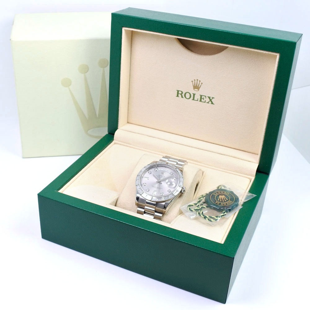 Rolex Day-Date Watch 118366A Platinum Diamond Automatic