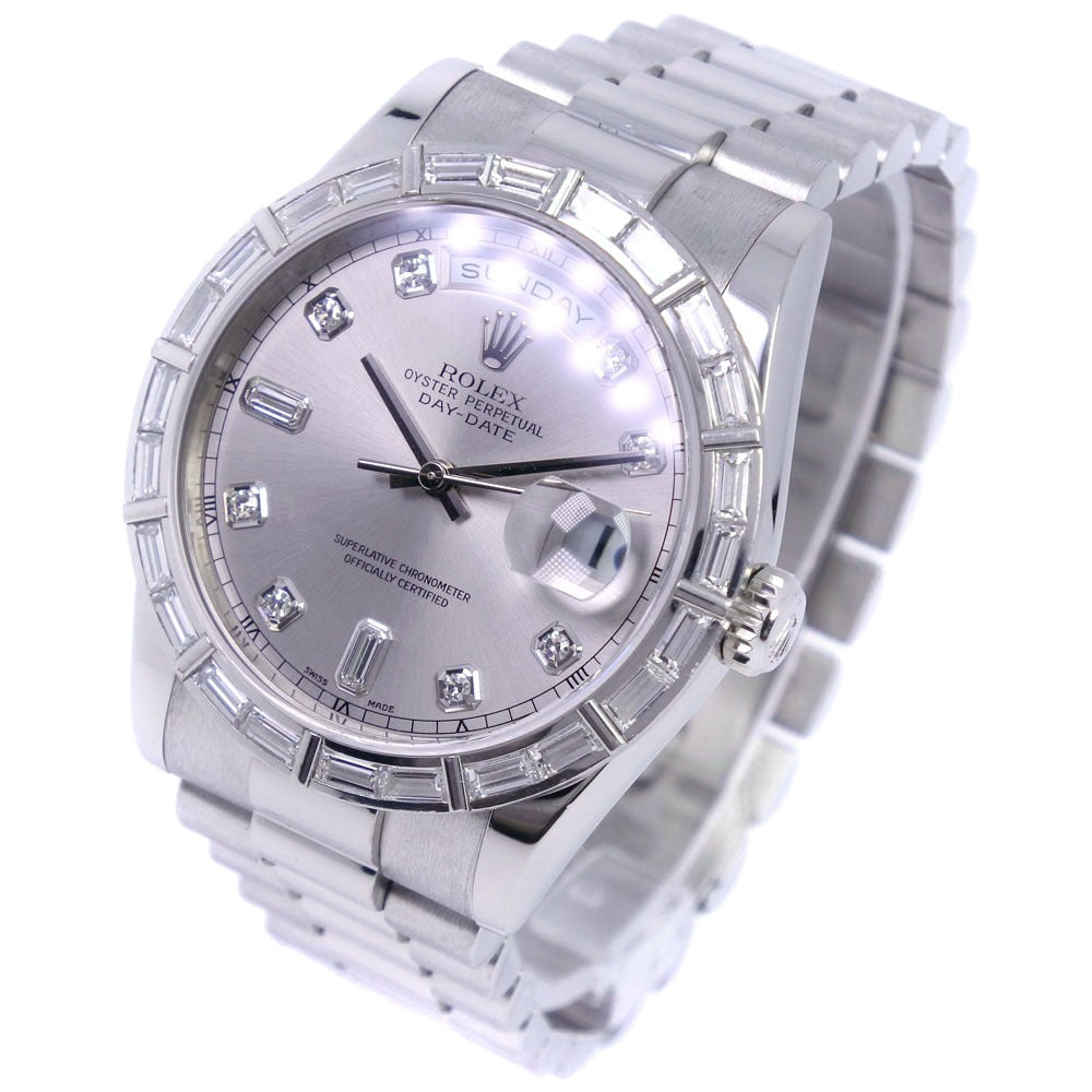 Rolex Day-Date Watch 118366A Platinum Diamond Automatic