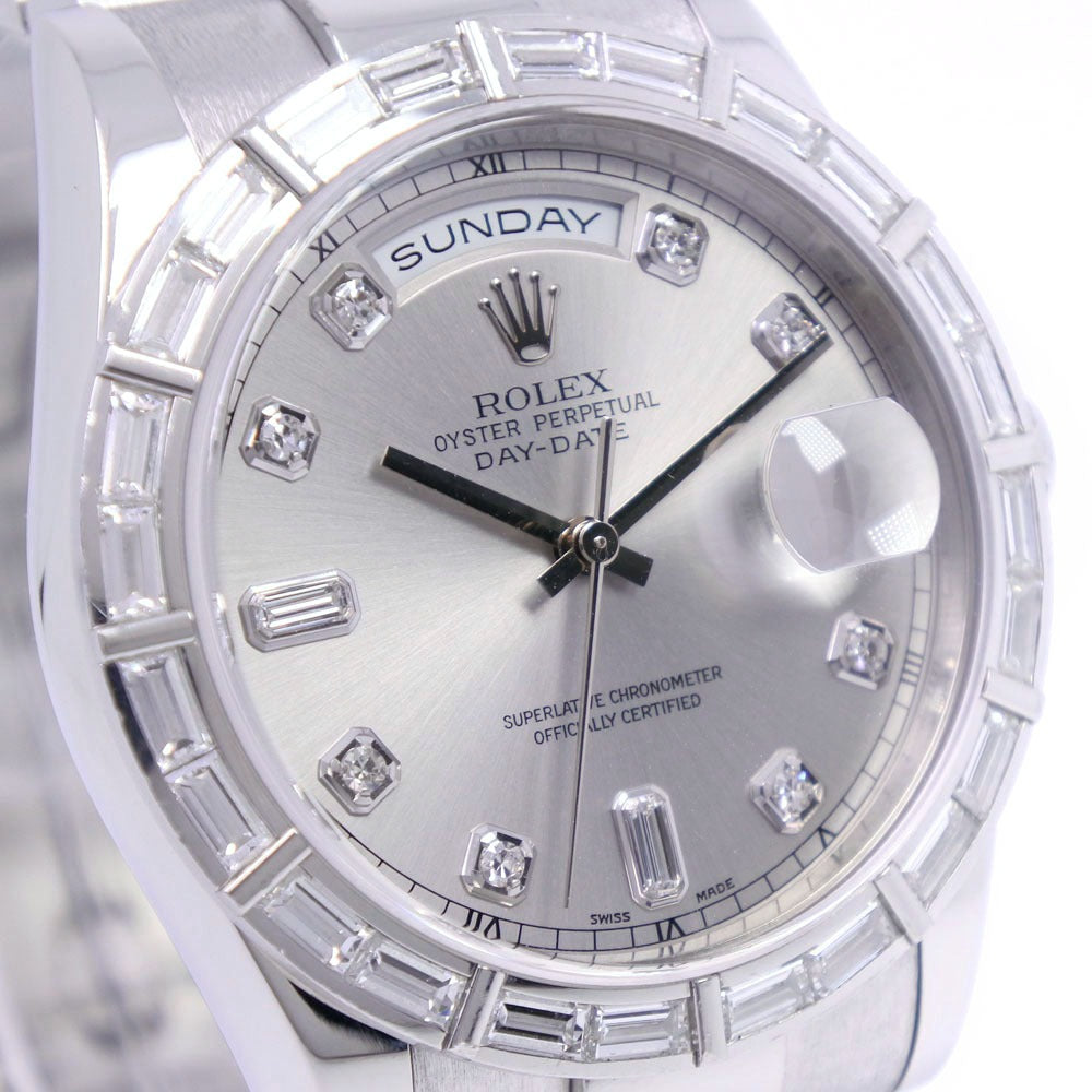 Rolex Day-Date Watch 118366A Platinum Diamond Automatic