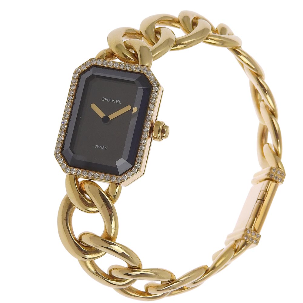 Chanel "Premiere XL" Analog Quartz Women's Wristwatch with K18 Yellow Gold and Diamond Bezel  Ｈ0113