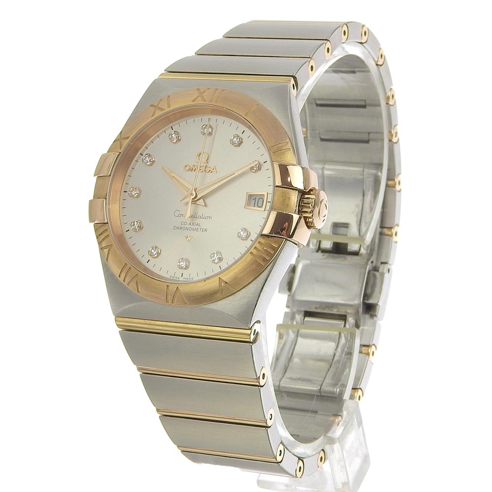 Omega "Constellation" Men's Wristwatch with Stainless Steel, K18 Pink Gold Casing and 11P diamond  123.20.35.20.52.001