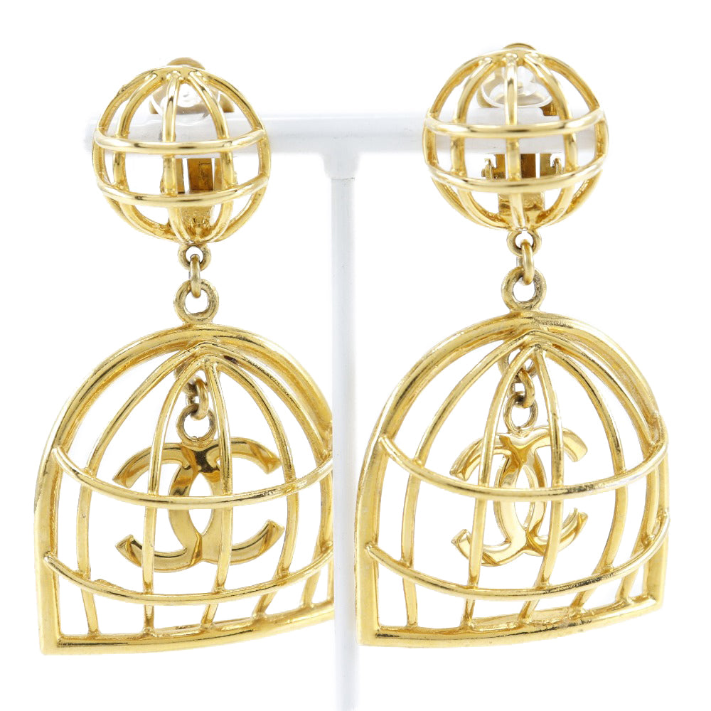 Chanel Birdcage Earrings Gold Plated 93P