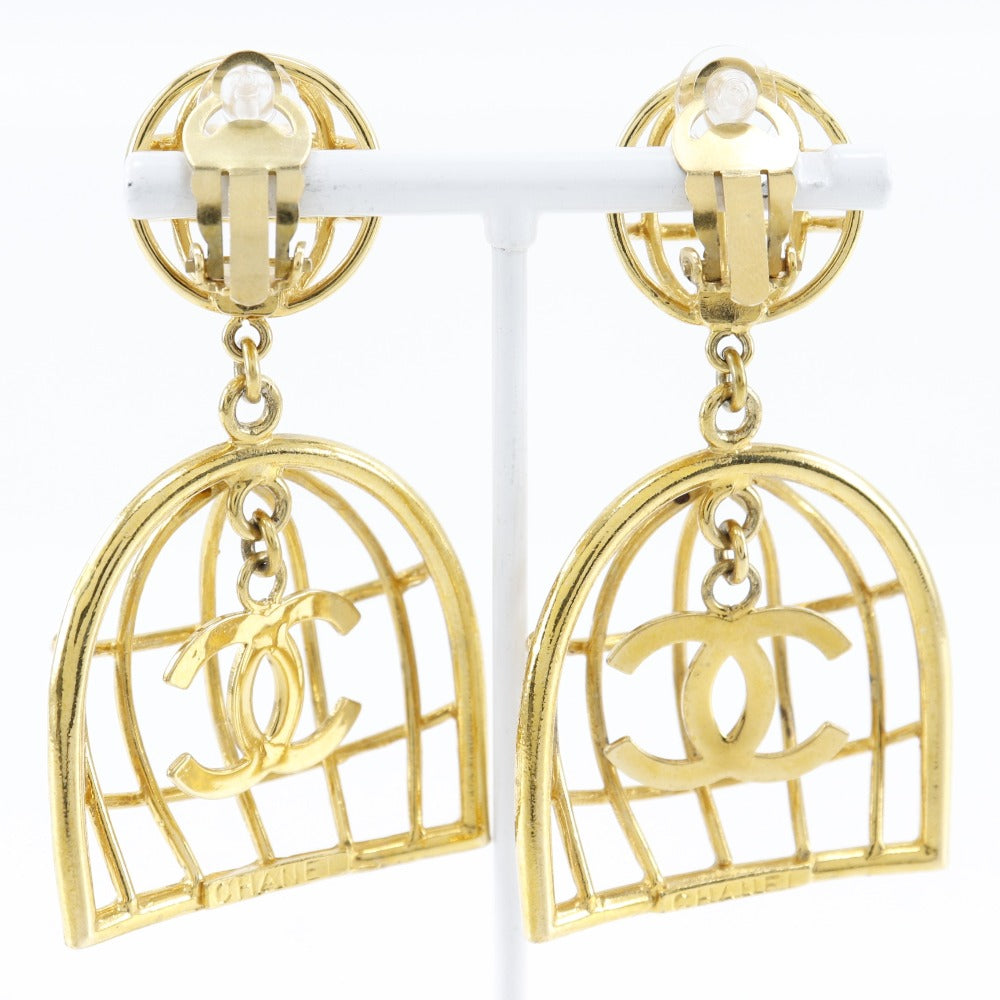 Chanel Birdcage Earrings Gold Plated 93P