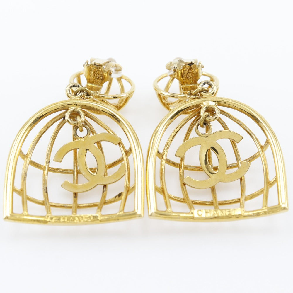 Chanel Birdcage Earrings Gold Plated 93P