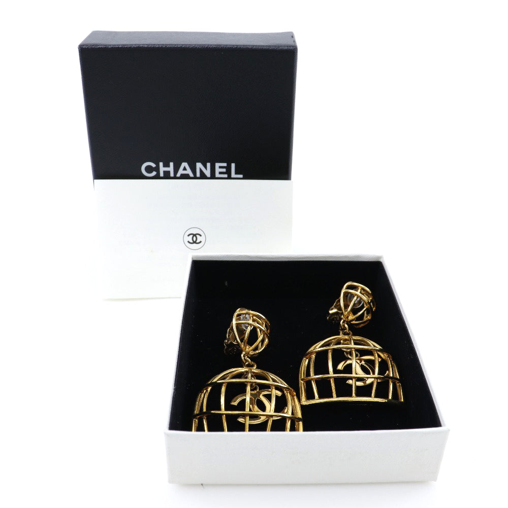 Chanel Birdcage Earrings Gold Plated 93P