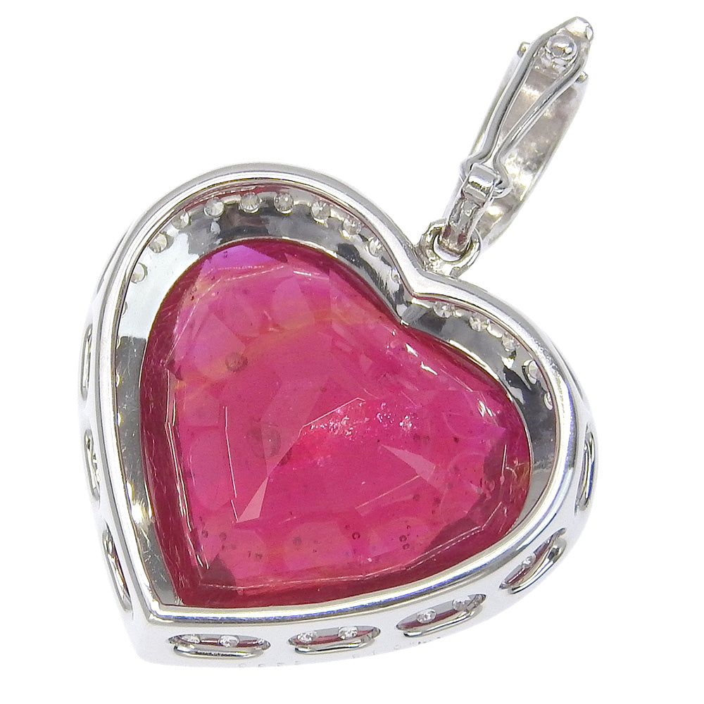 K18 White Gold Ruby Diamond Heart Pendant