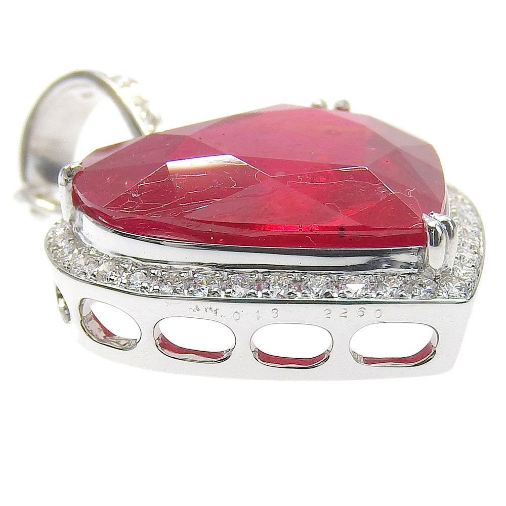 K18 White Gold Ruby Diamond Heart Pendant