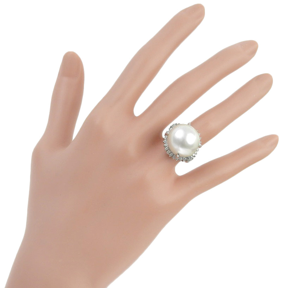 Pt900 Platinum Pearl Diamond Ring