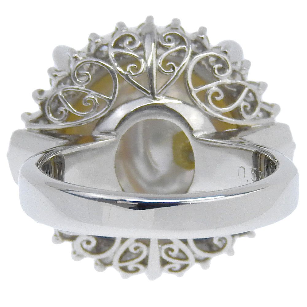 Pt900 Platinum Pearl Diamond Ring