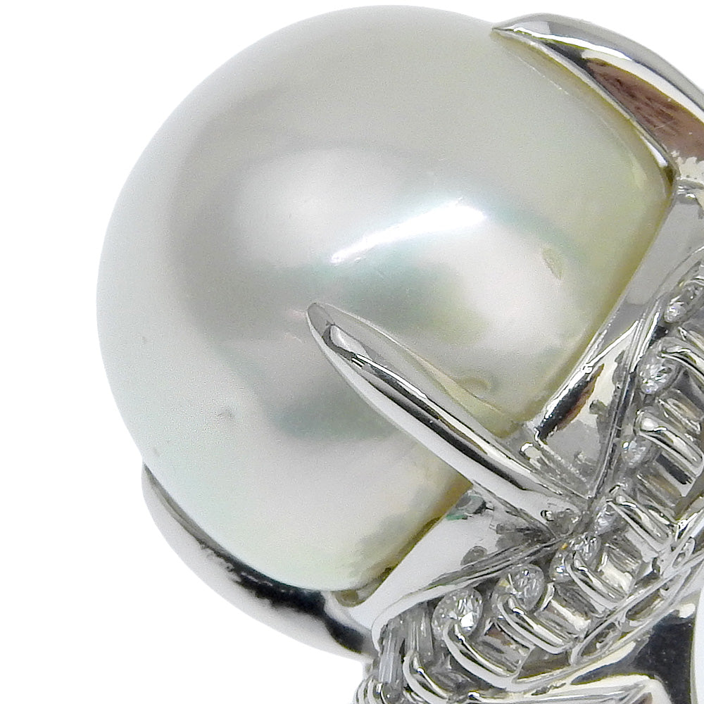 Pt900 Platinum Pearl Diamond Ring