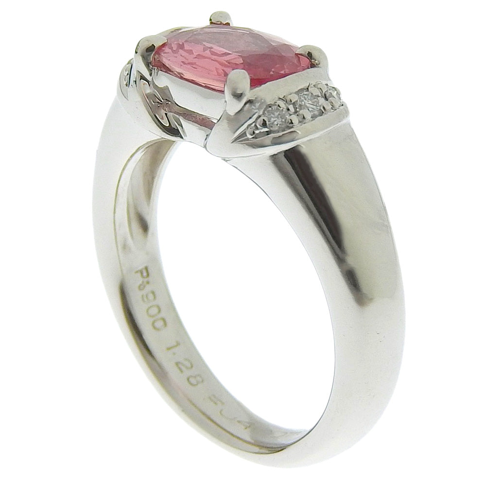 Pt900 Platinum Padparadscha Sapphire Diamond Ring