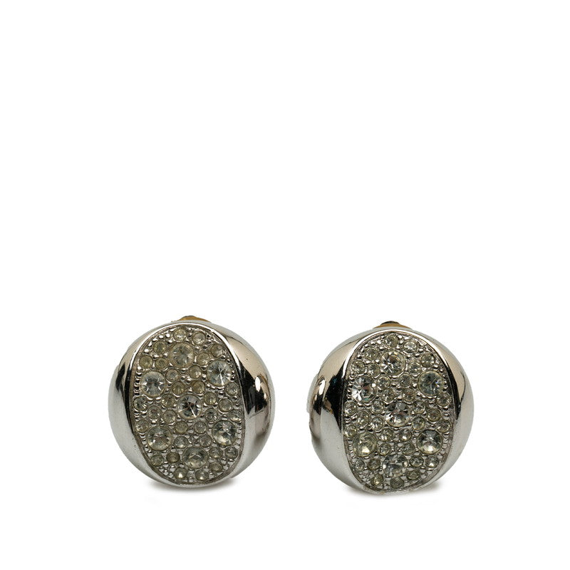 Dior Rhinestone Metal Clip Earrings