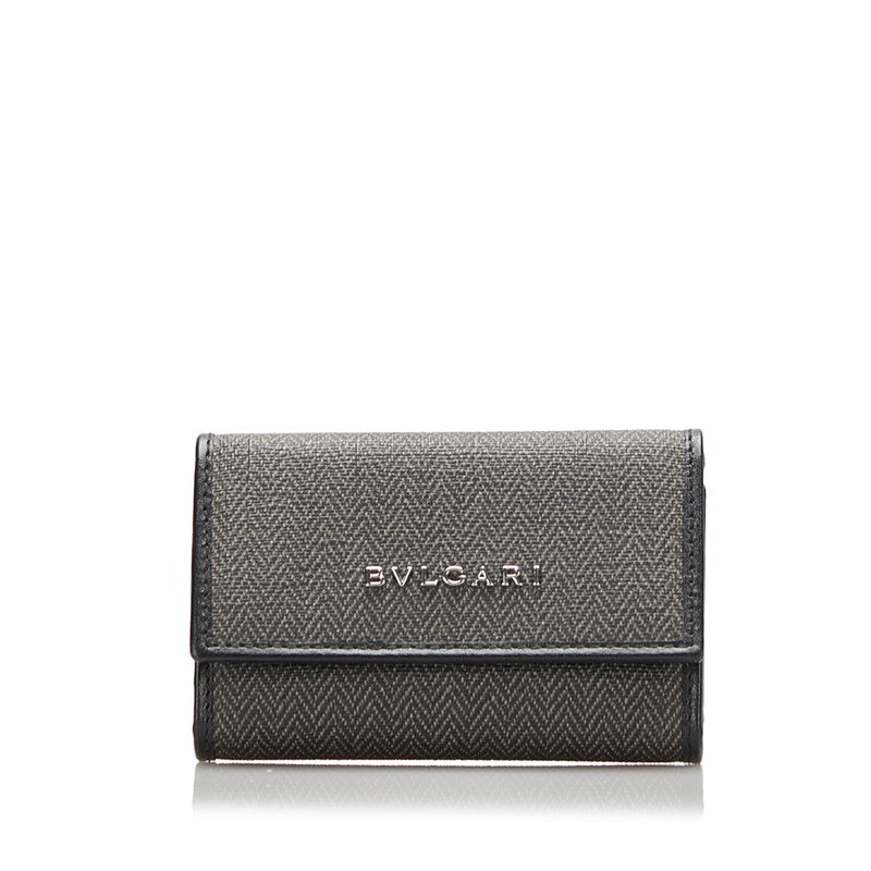 Bvlgari Key Case Gray Black PVC Leather