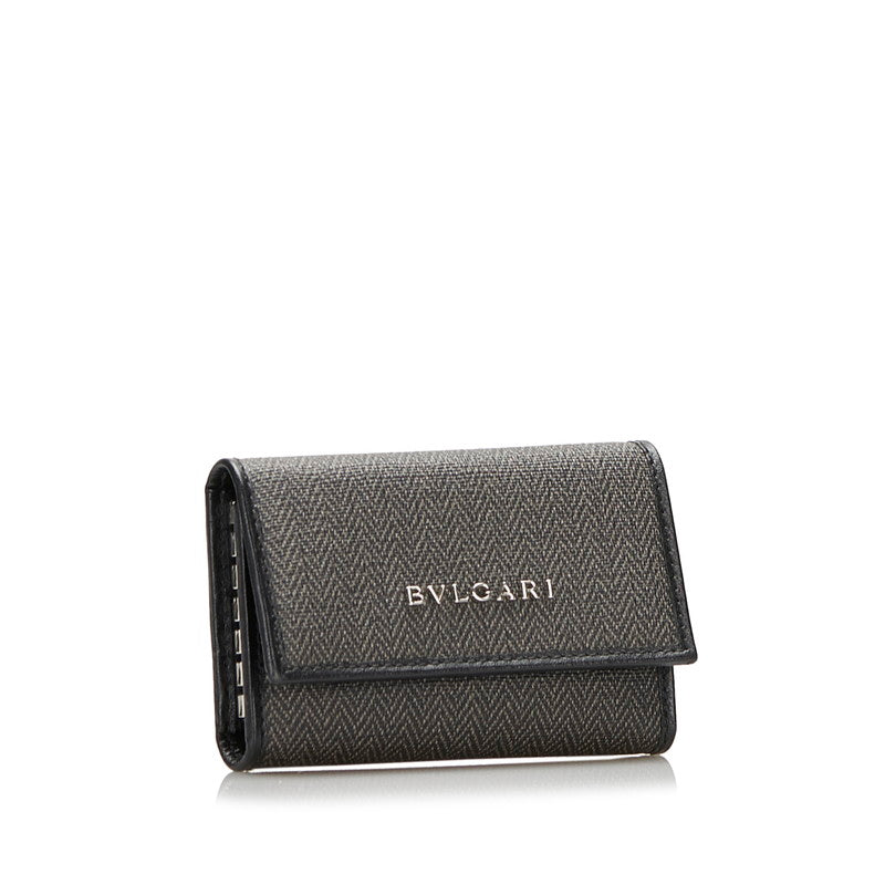 Bvlgari Key Case Gray Black PVC Leather