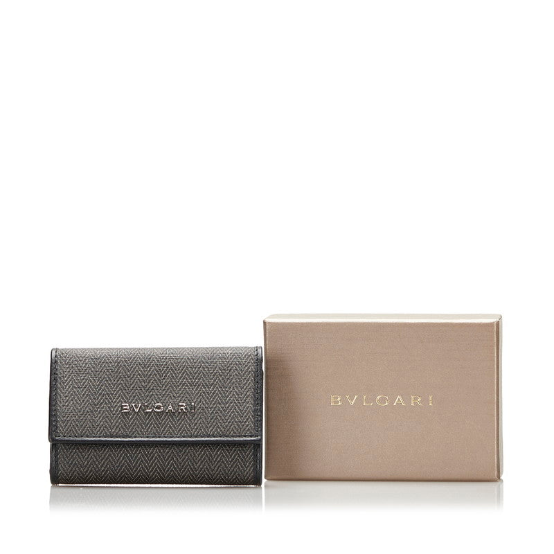 Bvlgari Key Case Gray Black PVC Leather