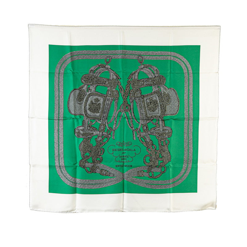 Hermes Silk Scarf BRIDES de GALA Green White