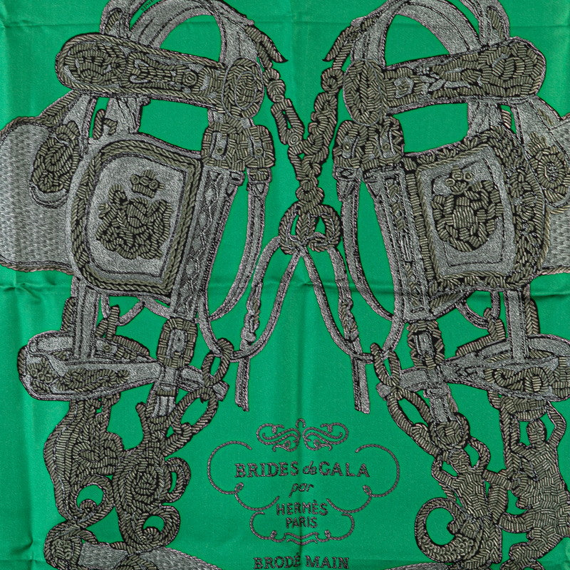 Hermes Silk Scarf BRIDES de GALA Green White