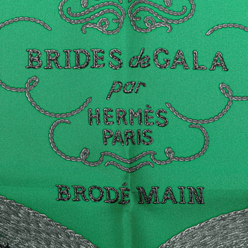 Hermes Silk Scarf BRIDES de GALA Green White