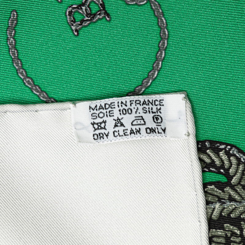 Hermes Silk Scarf BRIDES de GALA Green White