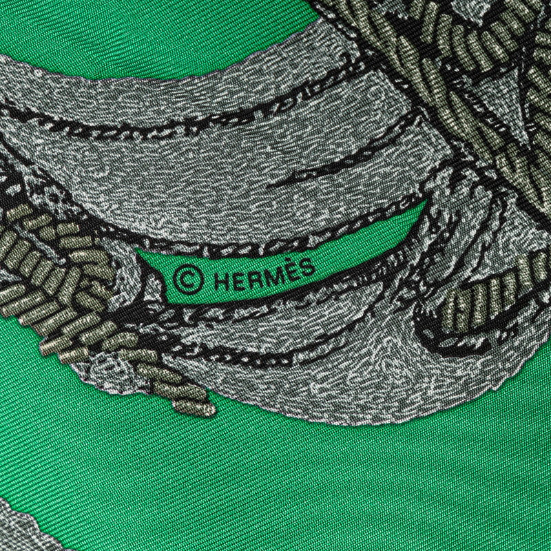 Hermes Silk Scarf BRIDES de GALA Green White