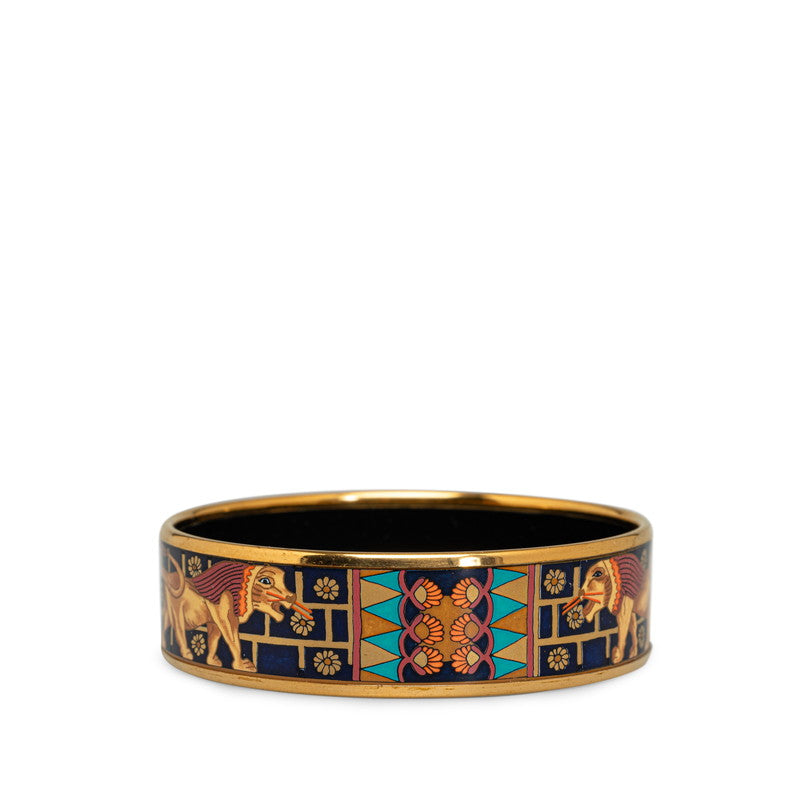 Hermes Enamel GM Bangle Bracelet Gold Multicolor