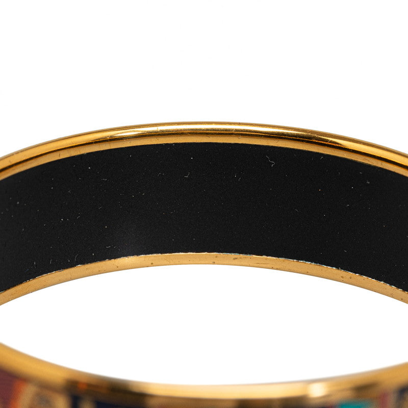 Hermes Enamel GM Bangle Bracelet Gold Multicolor