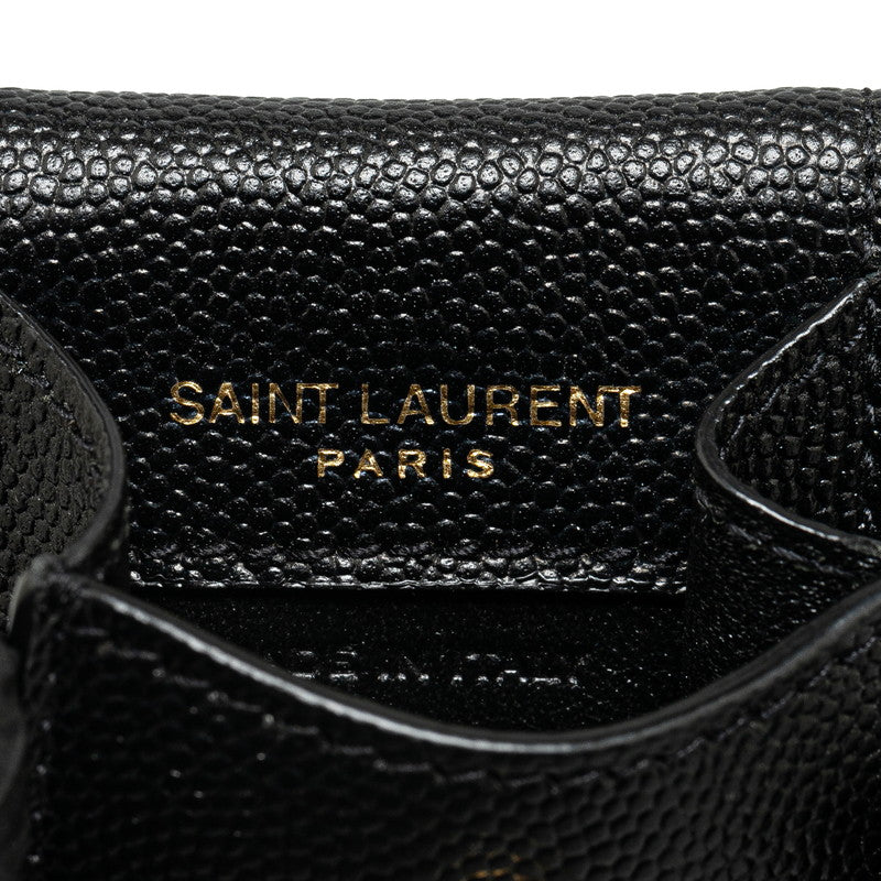 YSL Logo Leather AirPods Case Black Gold