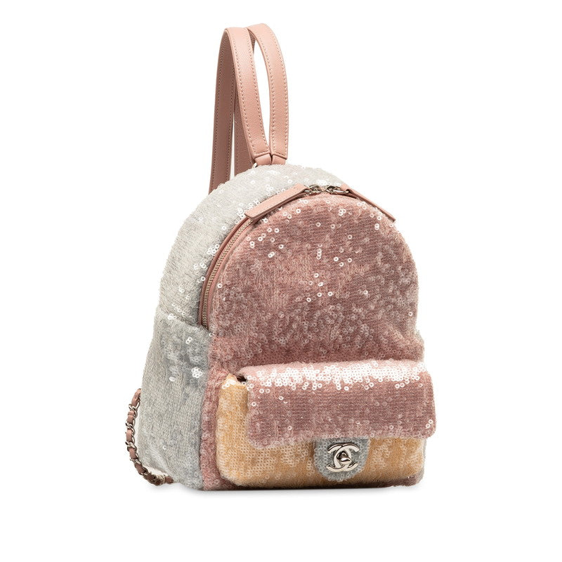 Leather Waterfall Sequin Mini Backpack