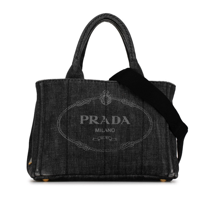 Prada Canapa Logo Denim Handbag  Denim Shoulder Bag 1BG439 in Good condition
