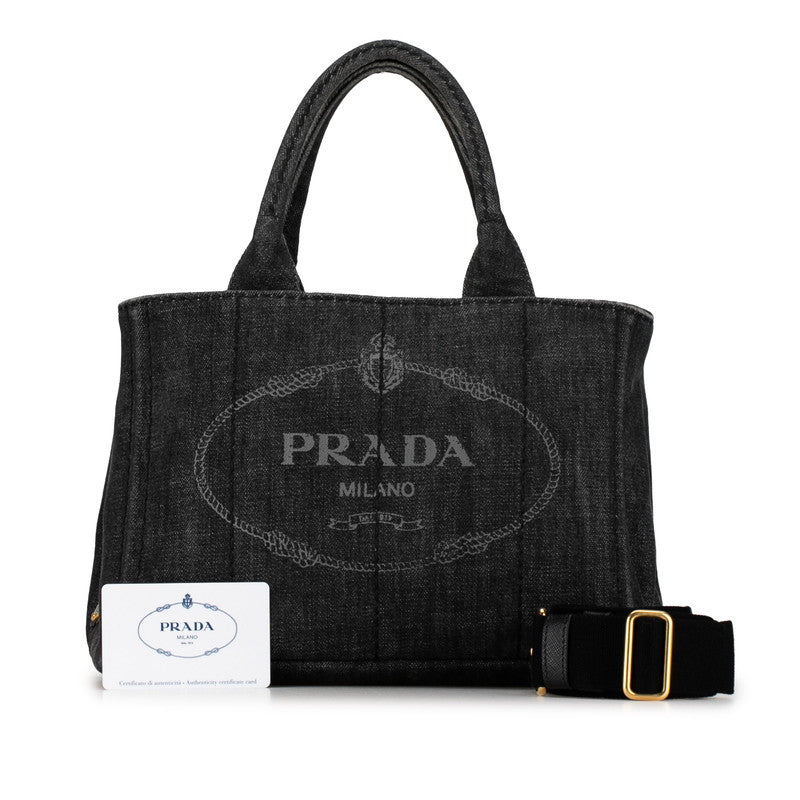 Prada Canapa Logo Denim Handbag  Denim Shoulder Bag 1BG439 in Good condition