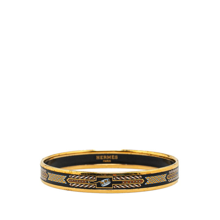 Hermes Enamel PM Bangle Gold Black