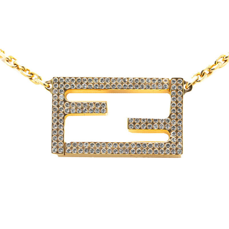 Fendi FF Rhinestone Necklace  Metal Necklace in Good condition