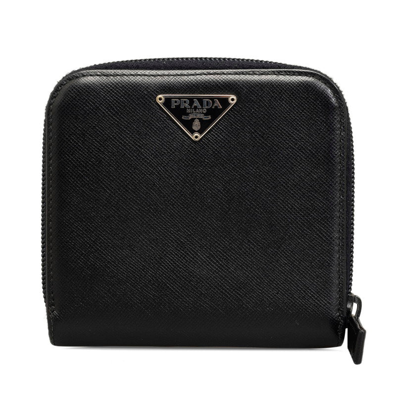 Prada Saffiano Zip Around Coin Case  Leather Short Wallet M170 in Good condition