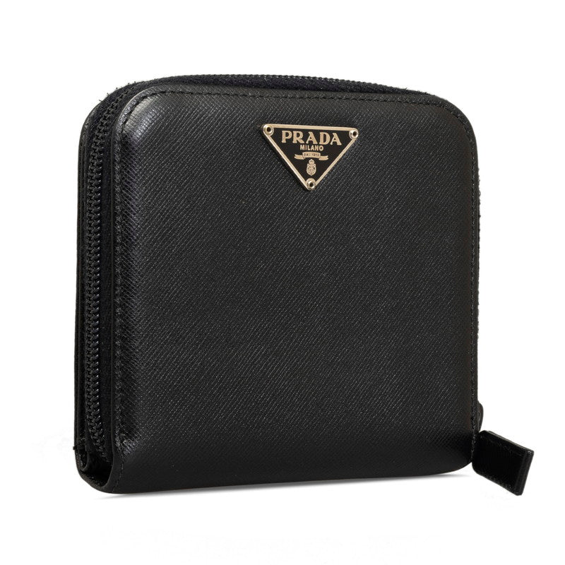Prada Saffiano Zip Around Coin Case  Leather Short Wallet M170 in Good condition