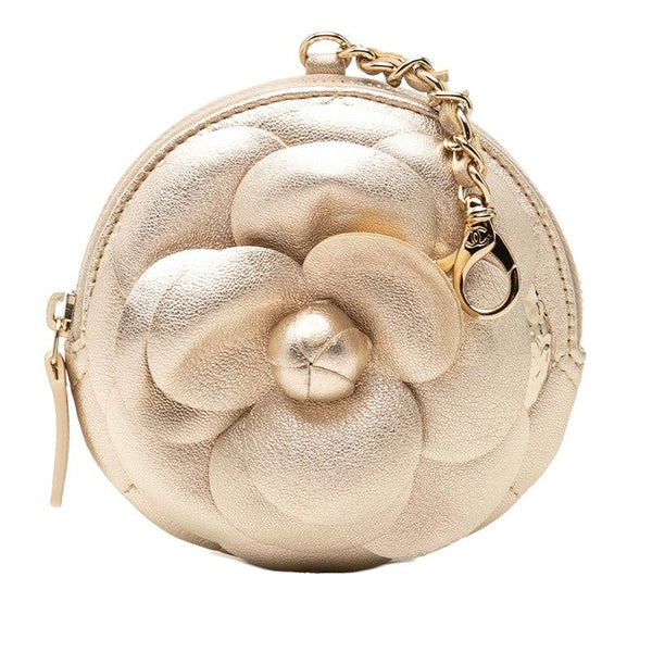 Chanel Camellia Matelasse Lambskin Coin Case