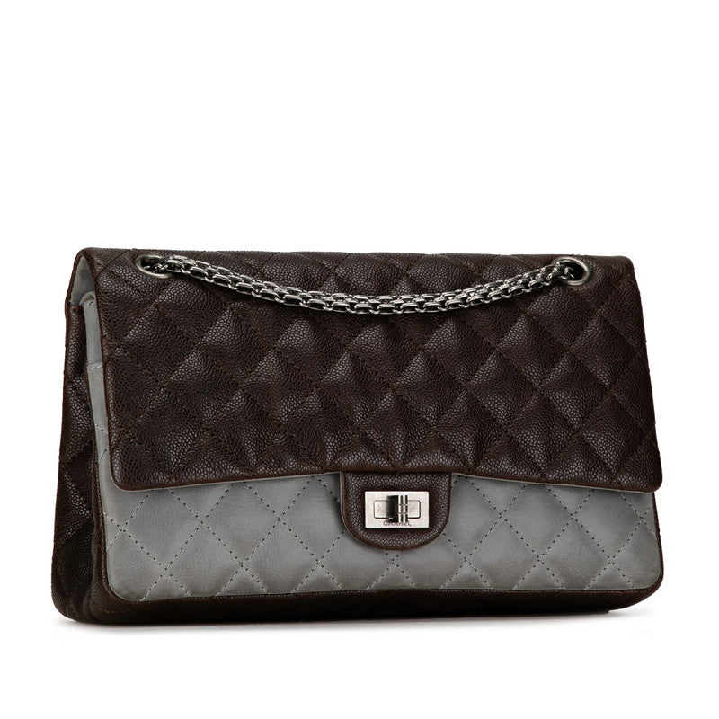 Chanel Caviar Skin Quilted Double Flap Bicolor Chain Shoulder Bag in Great Condition