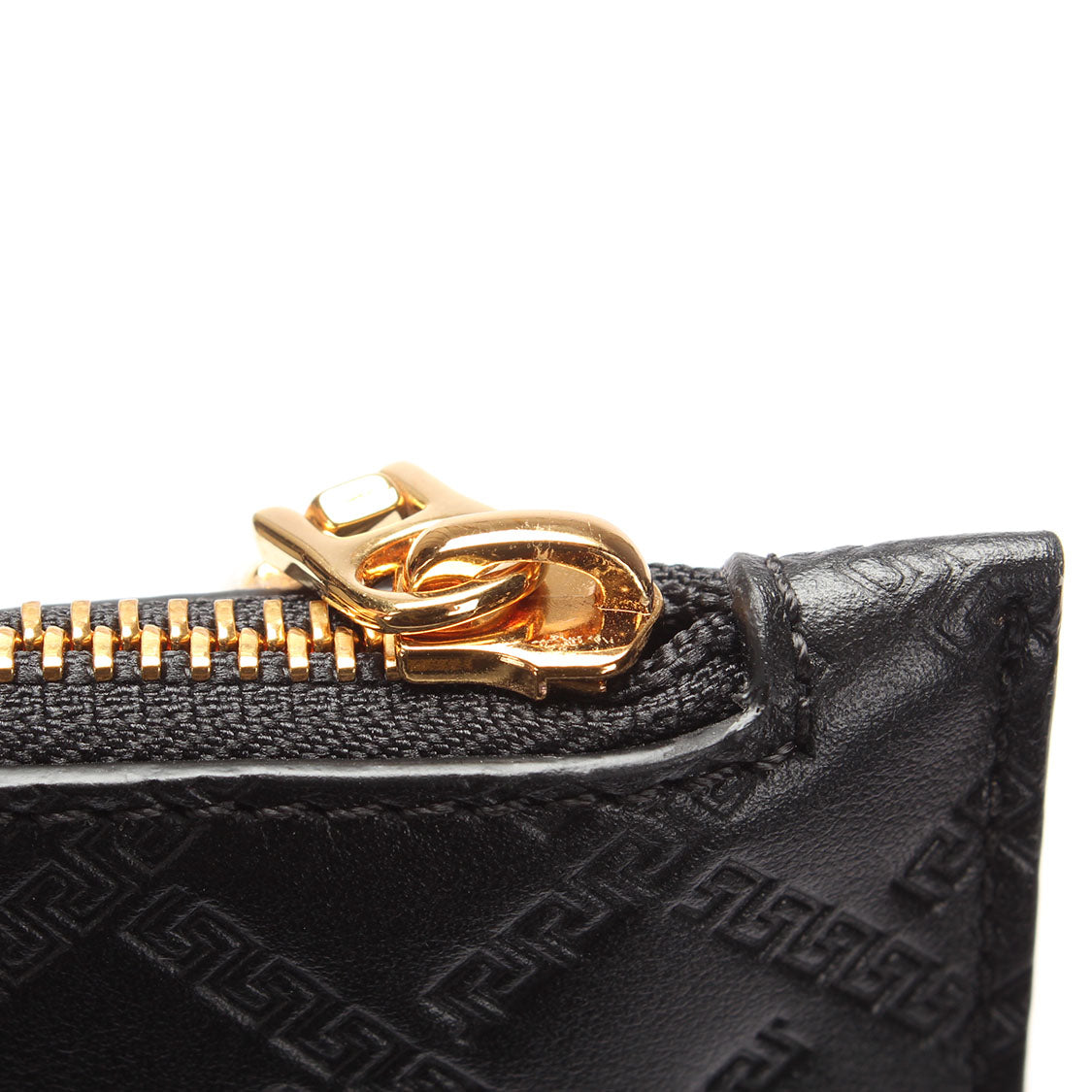 Greek Key Embossed Leather Clutch Bag