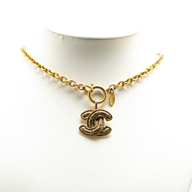 Chanel Matelasse Coco Mark Necklace Gold