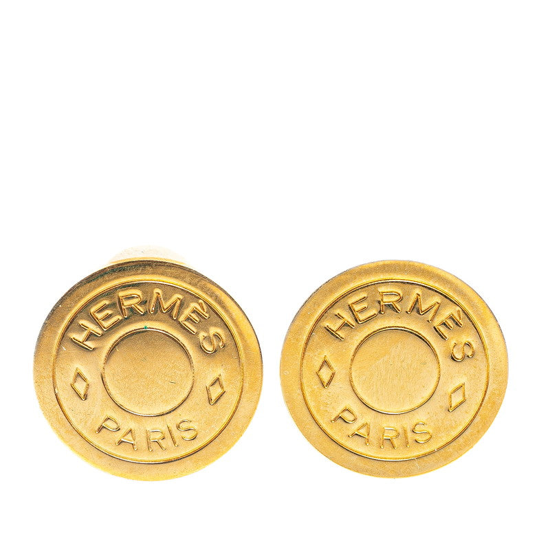 Hermes Gold Plated Round Earrings