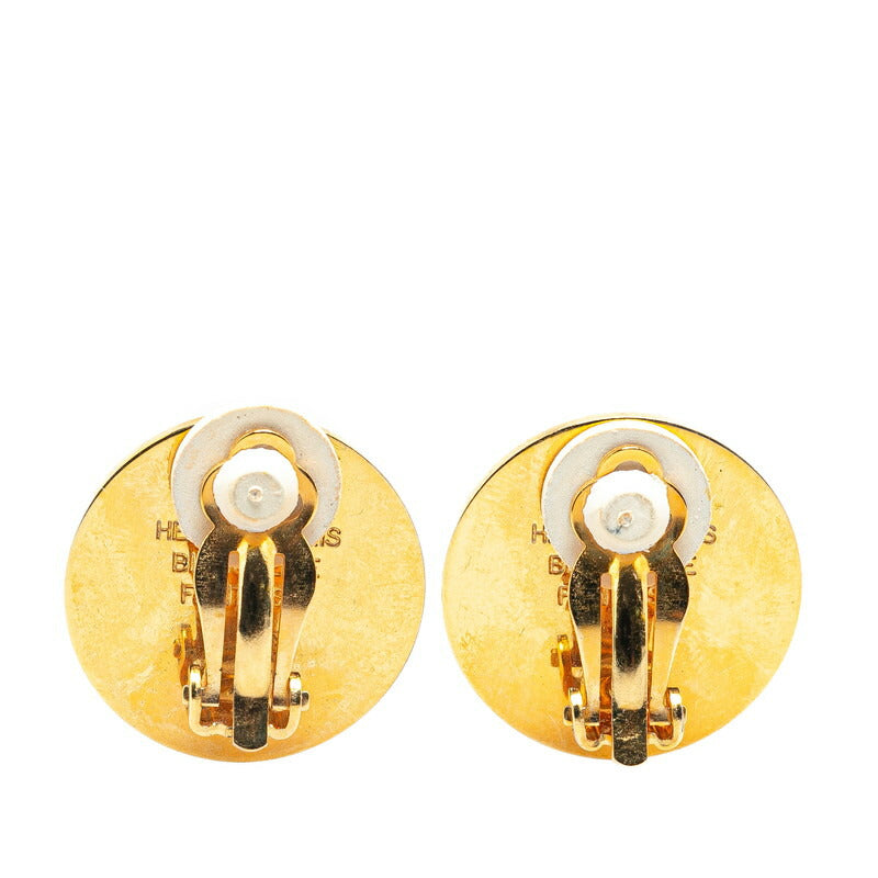 Hermes Gold Plated Round Earrings