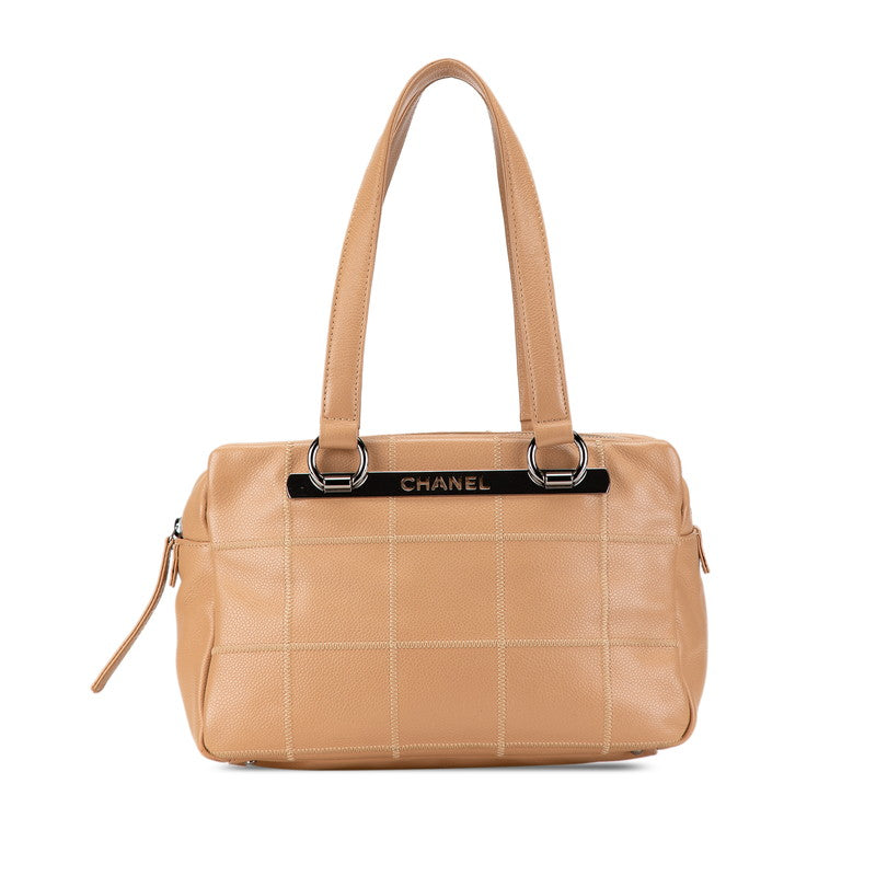 Chanel Leather Wild Stitch Handbag Beige