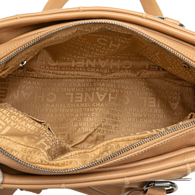 Chanel Leather Wild Stitch Handbag Beige