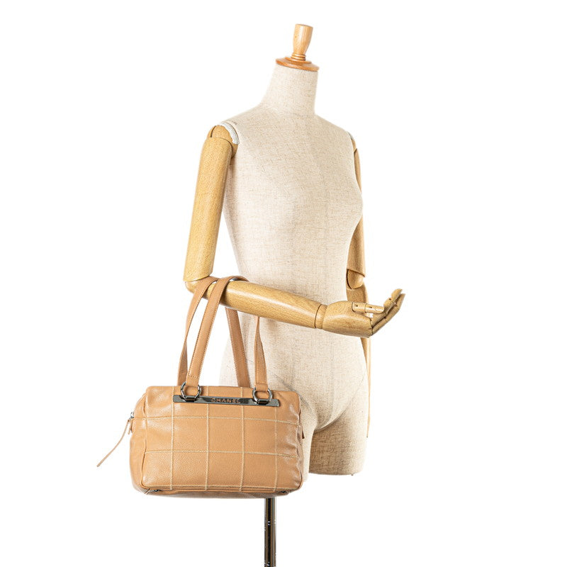 Chanel Leather Wild Stitch Handbag Beige