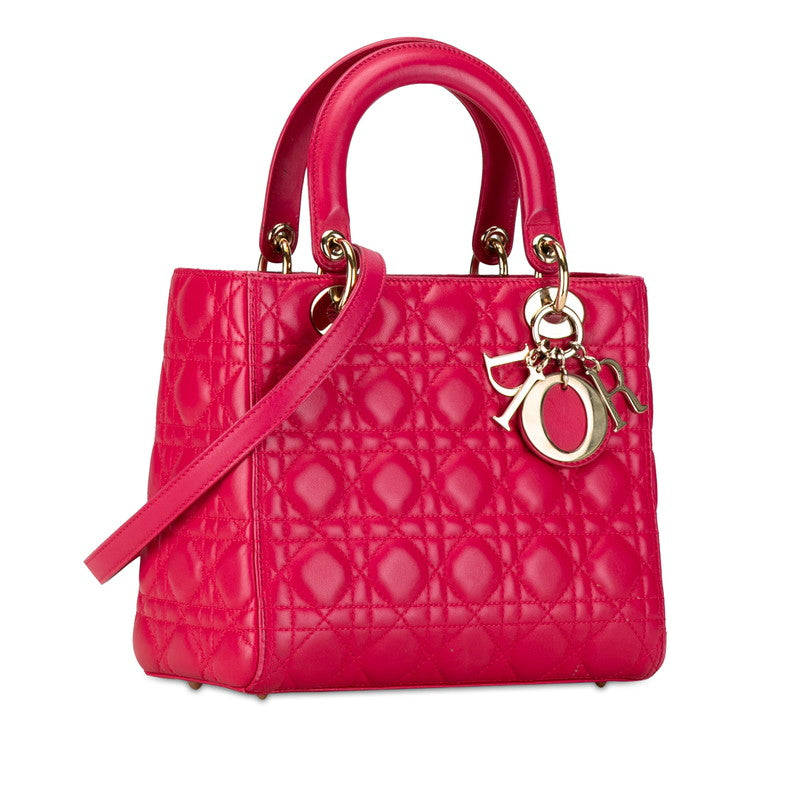 Dior Lady Dior Leather Handbag 2WAY Pink